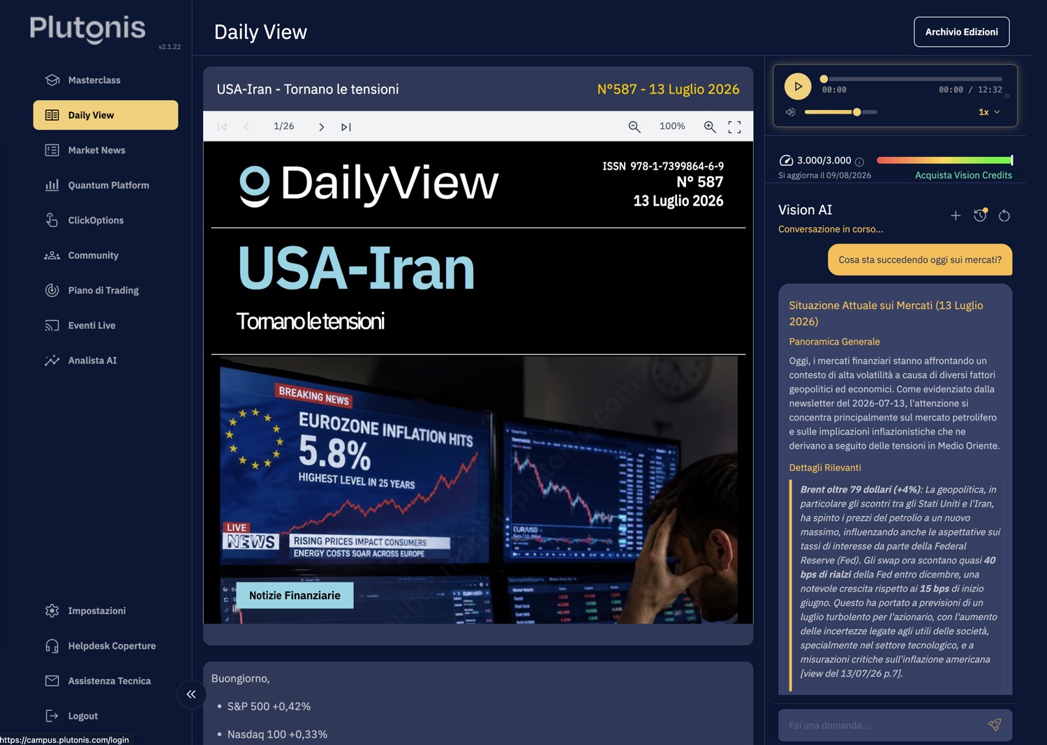 La Daily View nel Campus Plutonis: report del giorno con l'assistente Vision AI