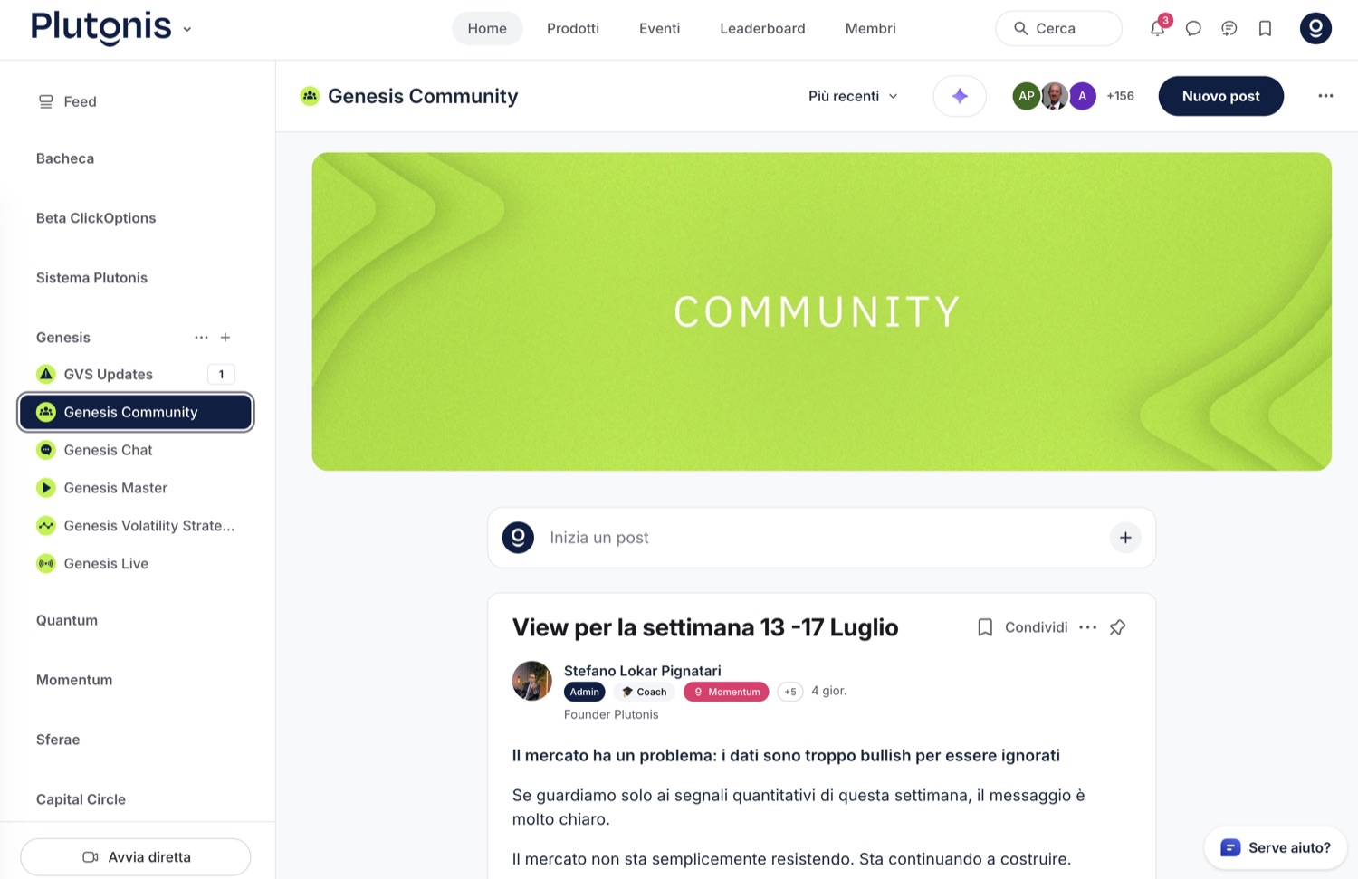 La community riservata di Genesis Master nel Campus Plutonis