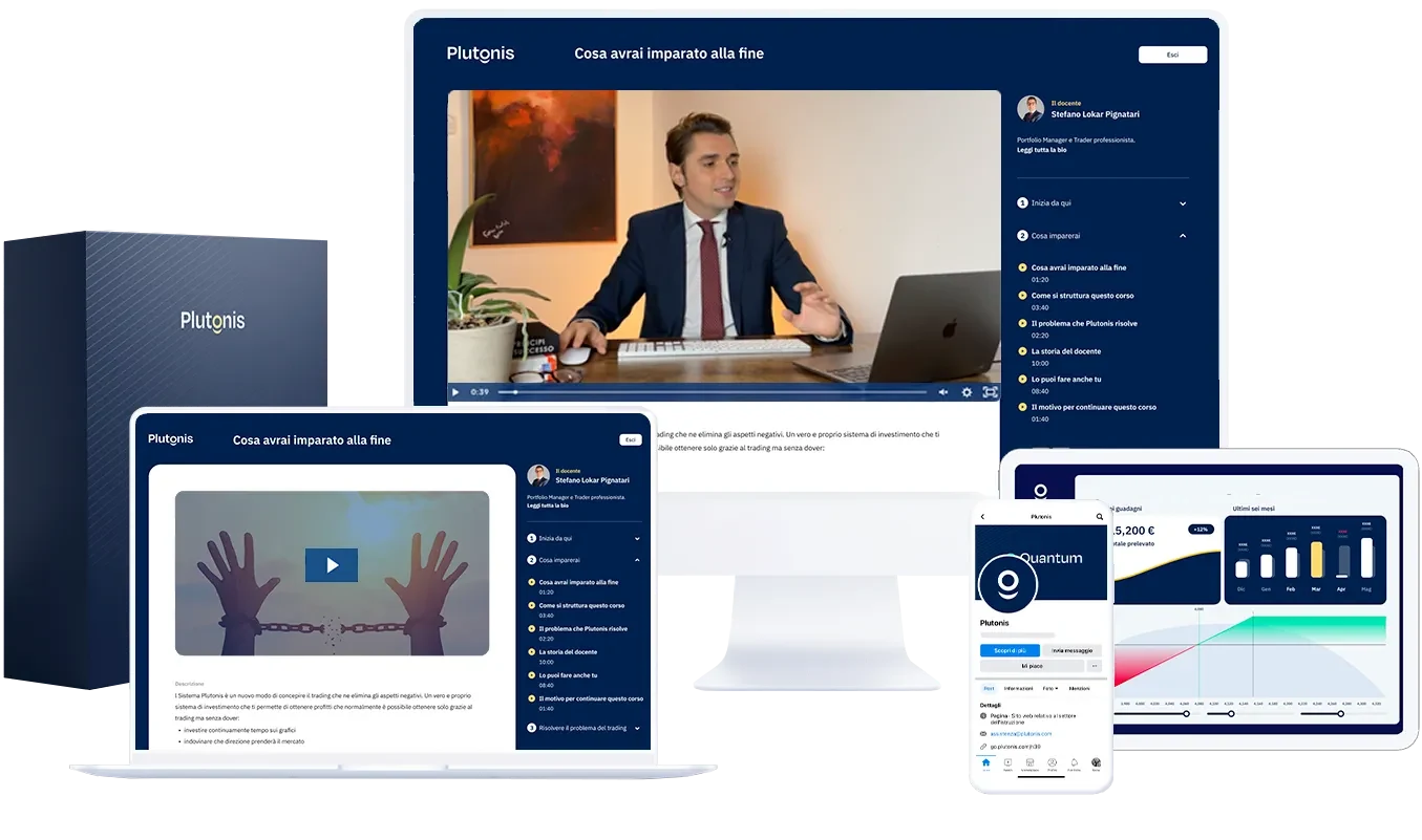L'area corso della Quantum Masterclass su desktop, laptop, tablet e mobile